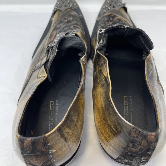 Fiesso by Aurelio Garcia Men Sz 12 Steampunk Floral Goth Spike Metal Tip Loafer - Picture 10 of 13